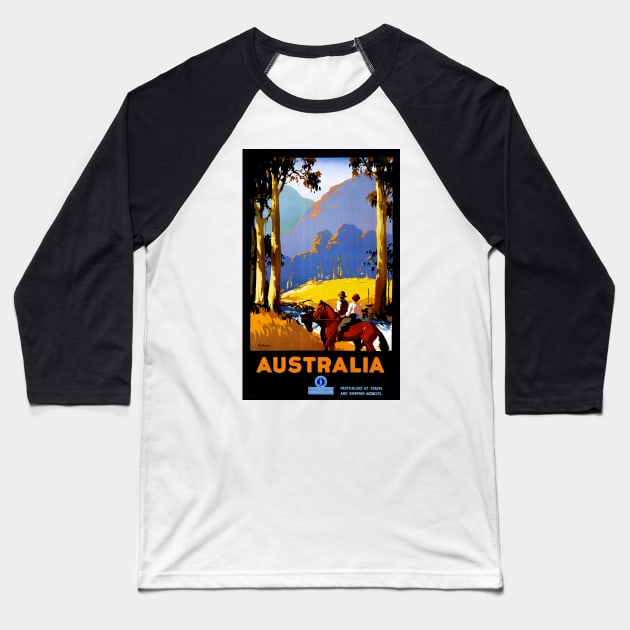 Vintage Travel Poster Australia Baseball T-Shirt by vintagetreasure